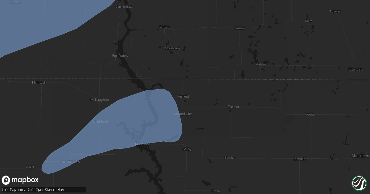 Hail map in Herreid, SD on June 7, 2026