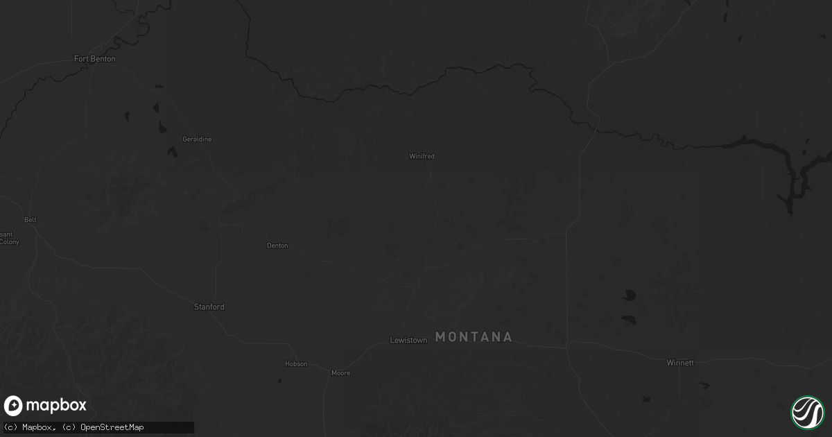 Hail map in Hilger, MT on June 7, 2026