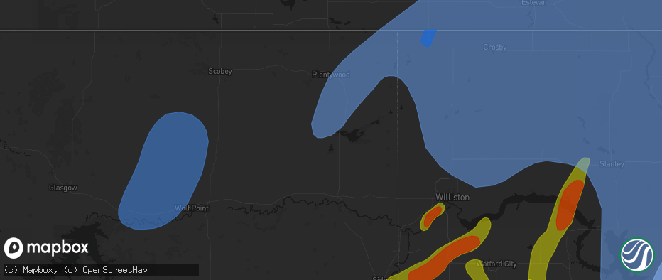 Hail map in Homestead, MT on June 7, 2026