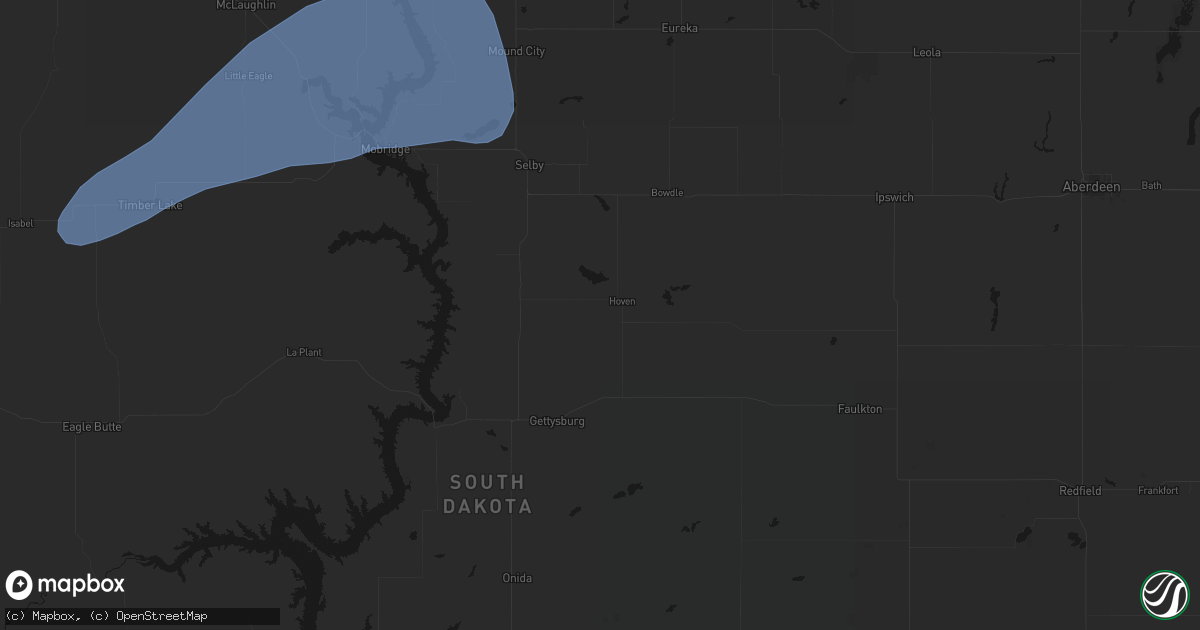 Hail map in Hoven, SD on June 7, 2026