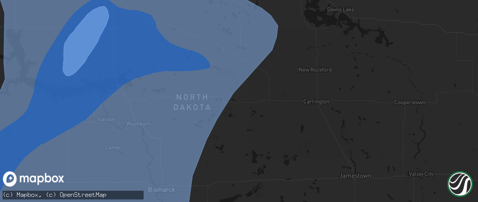 Hail map in Hurdsfield, ND on June 7, 2026