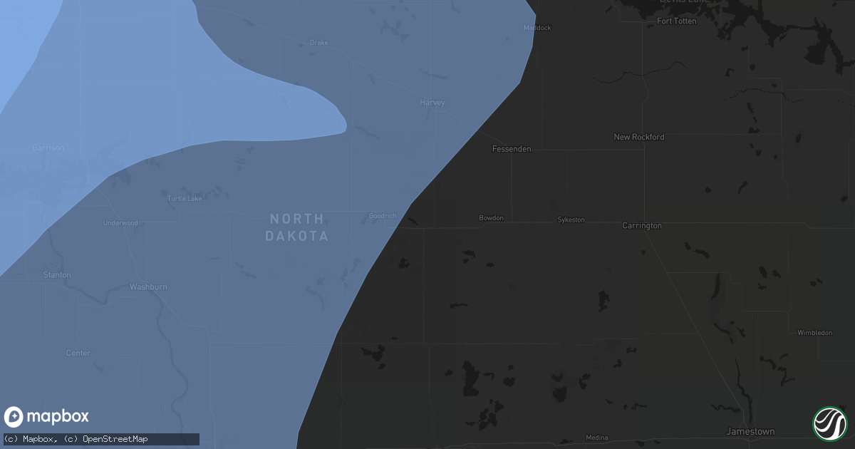 Hail map in Hurdsfield, ND on June 7, 2026