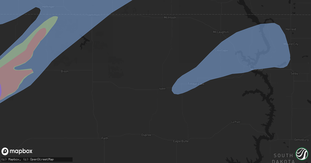 Hail map in Isabel, SD on June 7, 2026