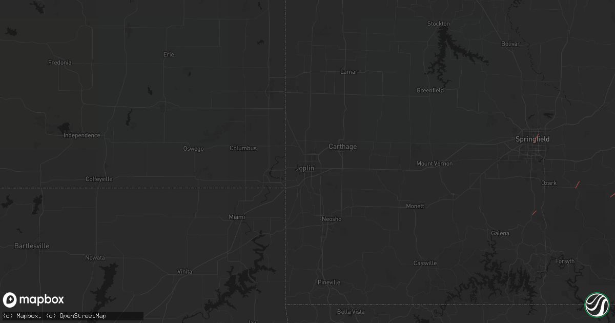 Hail map in Joplin, MO on June 7, 2026