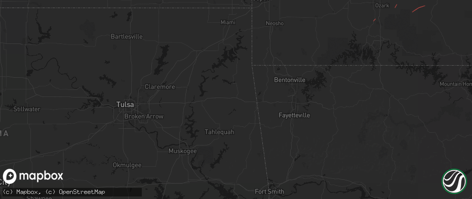 Hail map in Kansas, OK on June 7, 2026