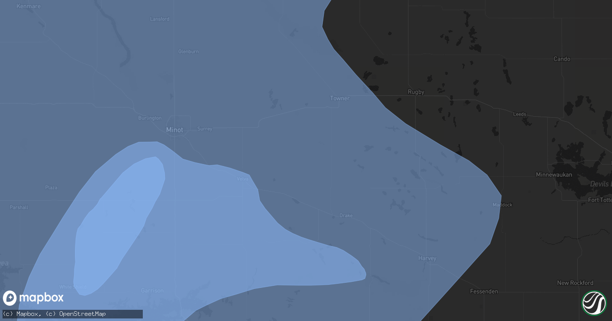 Hail map in Karlsruhe, ND on June 7, 2026