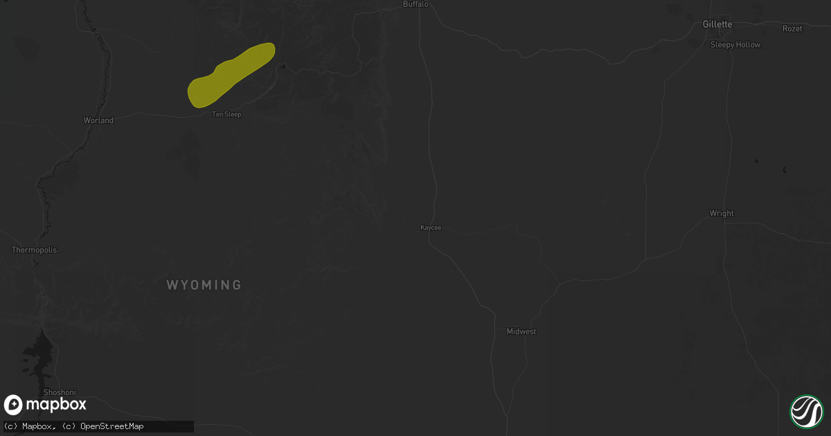Hail map in Kaycee, WY on June 7, 2026
