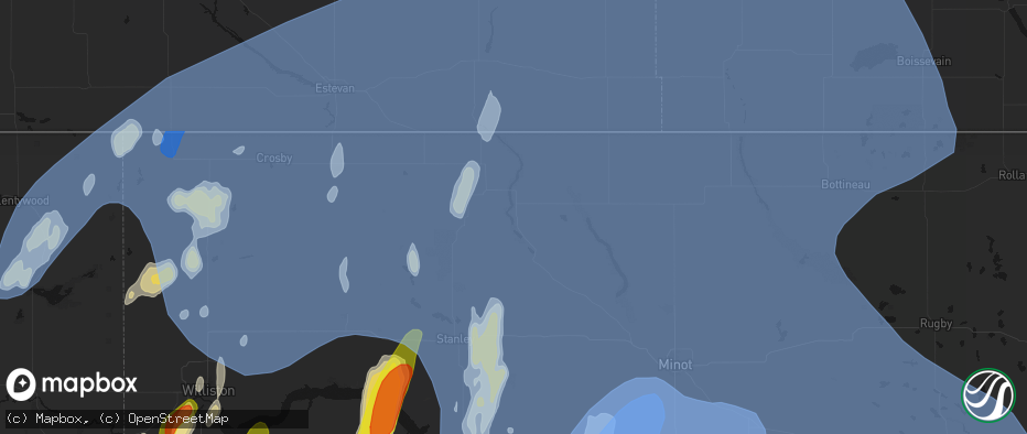 Hail map in Kenmare, ND on June 7, 2026