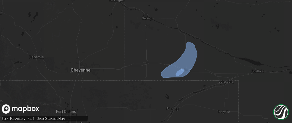 Hail map in Kimball, NE on June 7, 2026