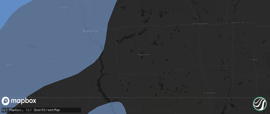 Hail map in Kintyre, ND on June 7, 2026