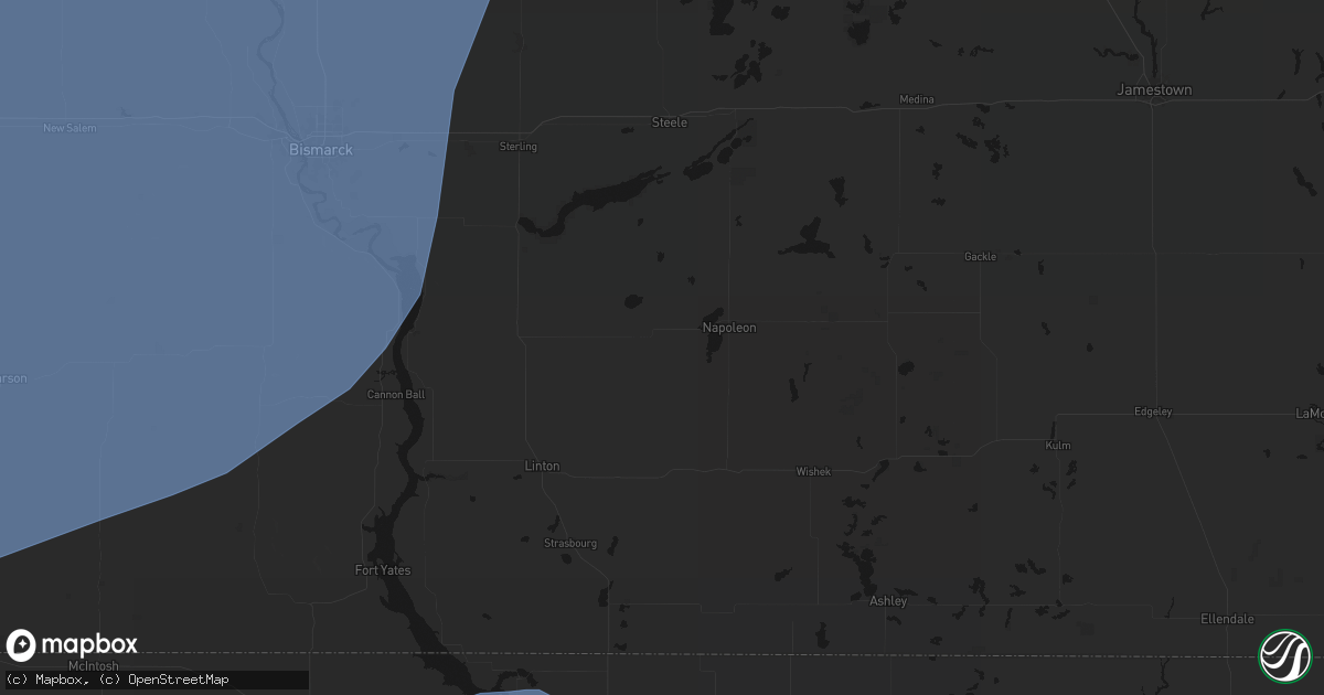 Hail map in Kintyre, ND on June 7, 2026