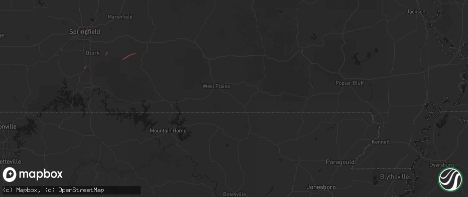 Hail map in Koshkonong, MO on June 7, 2026