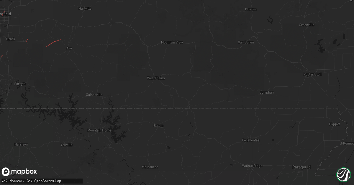 Hail map in Koshkonong, MO on June 7, 2026