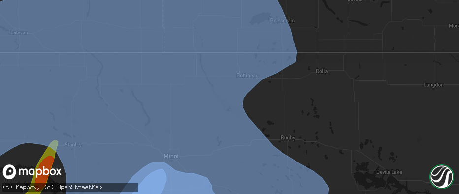 Hail map in Kramer, ND on June 7, 2026
