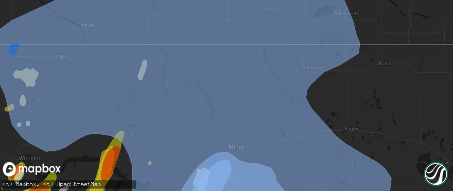Hail map in Lansford, ND on June 7, 2026