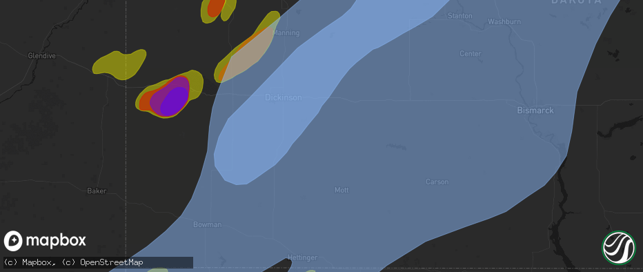 Hail map in Lefor, ND on June 7, 2026