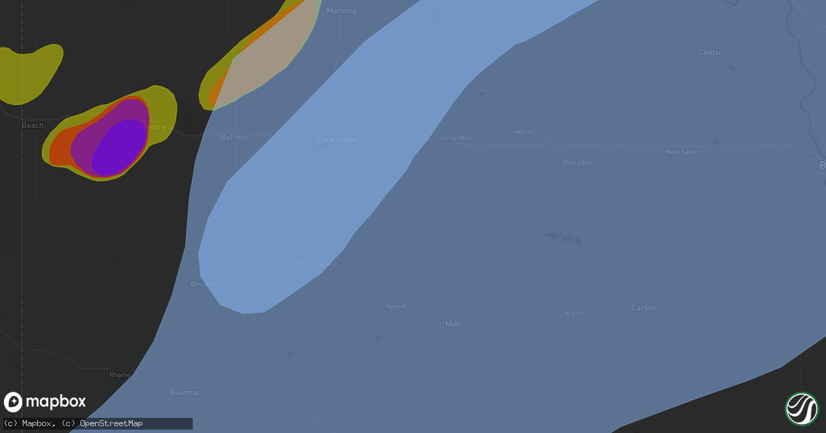 Hail map in Lefor, ND on June 7, 2026