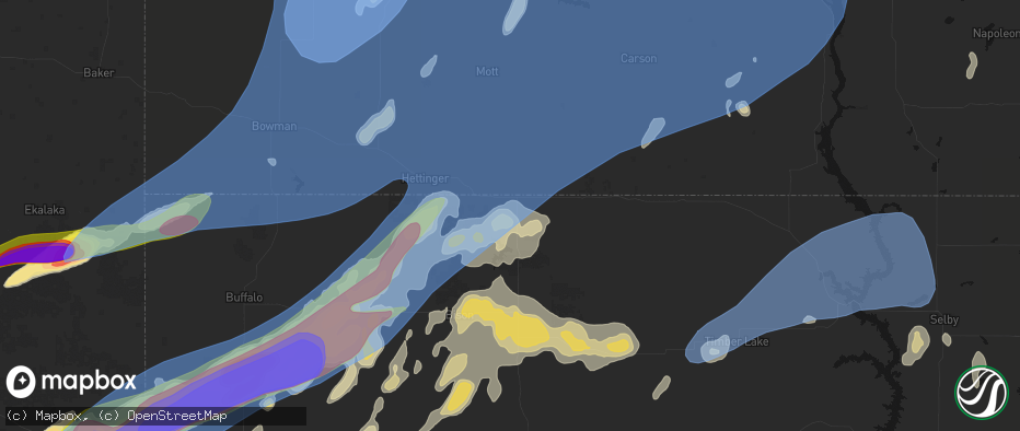 Hail map in Lemmon, SD on June 7, 2026