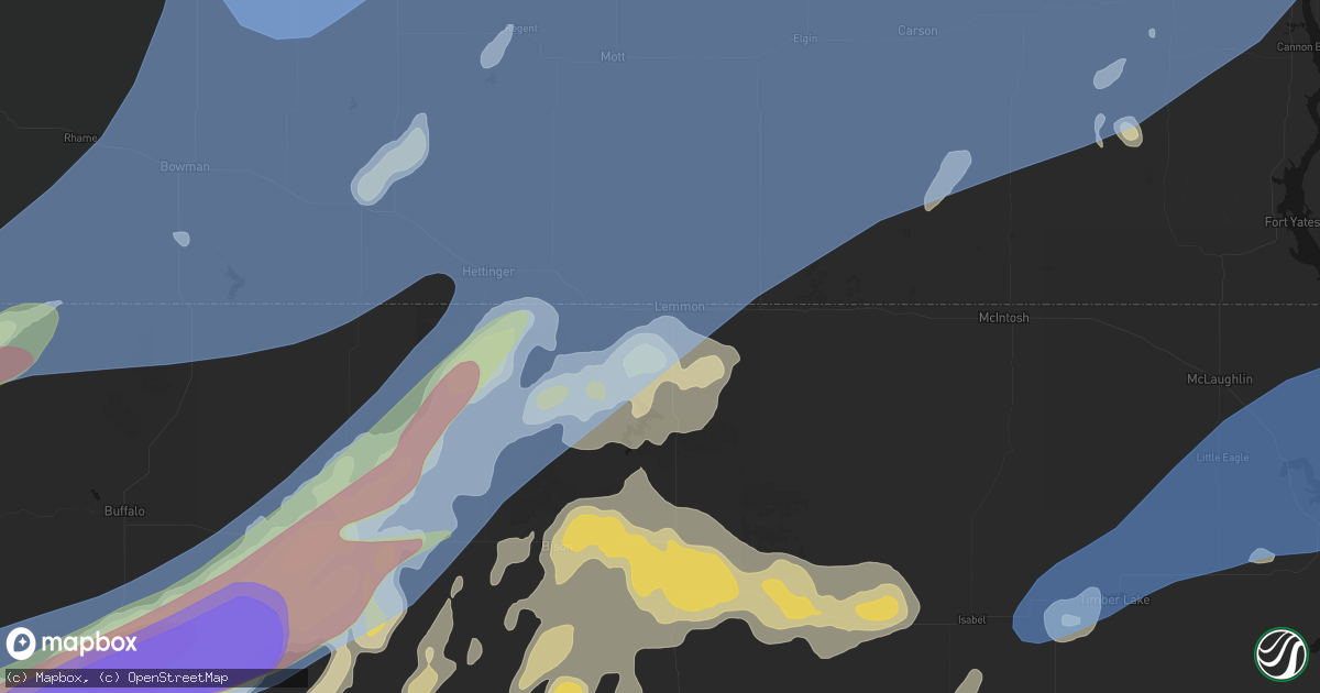 Hail map in Lemmon, SD on June 7, 2026