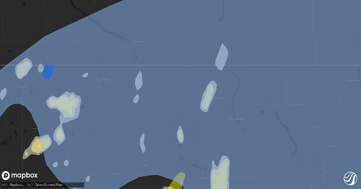 Hail map in Lignite, ND on June 7, 2026