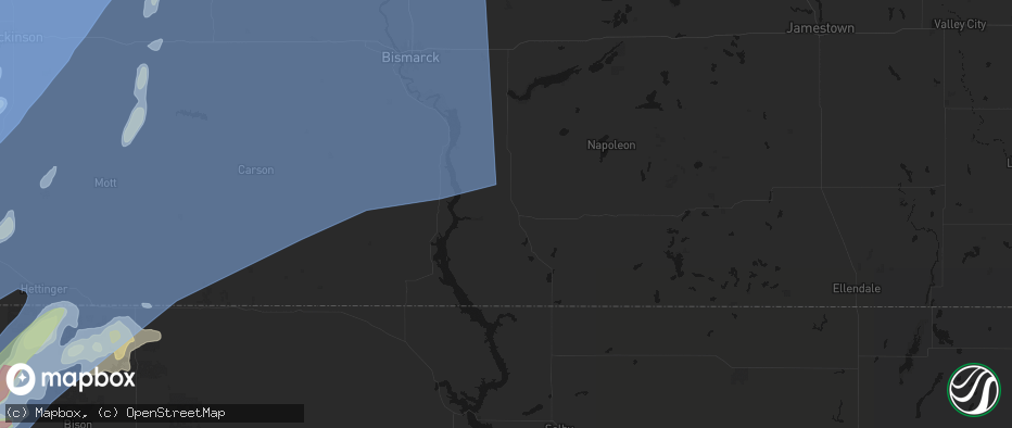 Hail map in Linton, ND on June 7, 2026