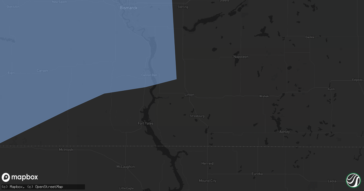 Hail map in Linton, ND on June 7, 2026