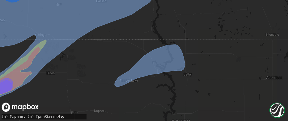 Hail map in Little Eagle, SD on June 7, 2026