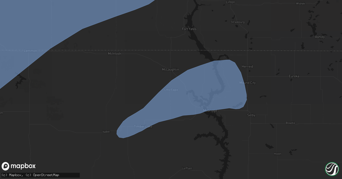 Hail map in Little Eagle, SD on June 7, 2026