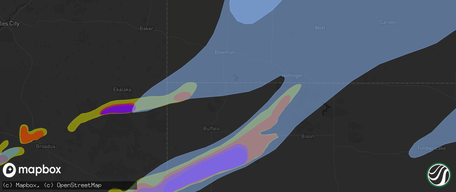 Hail map in Ludlow, SD on June 7, 2026