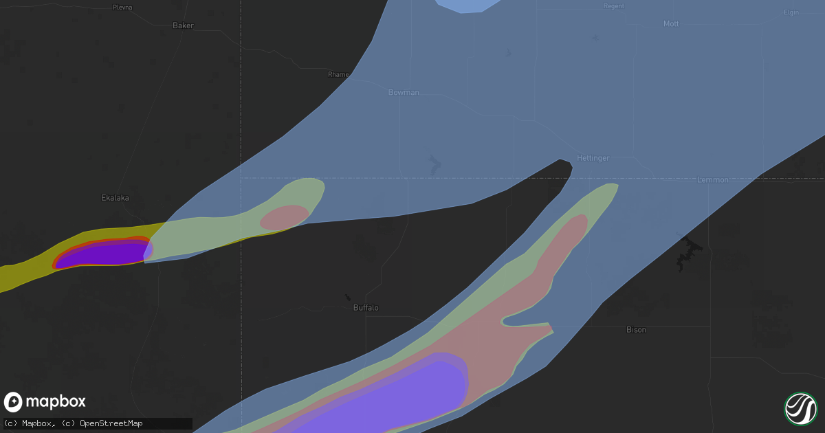 Hail map in Ludlow, SD on June 7, 2026
