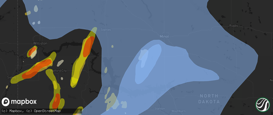 Hail map in Makoti, ND on June 7, 2026