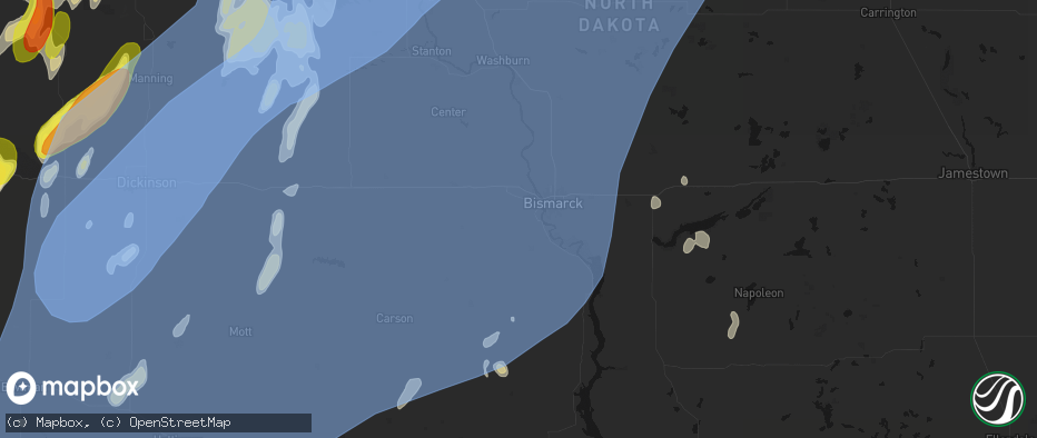 Hail map in Mandan, ND on June 7, 2026