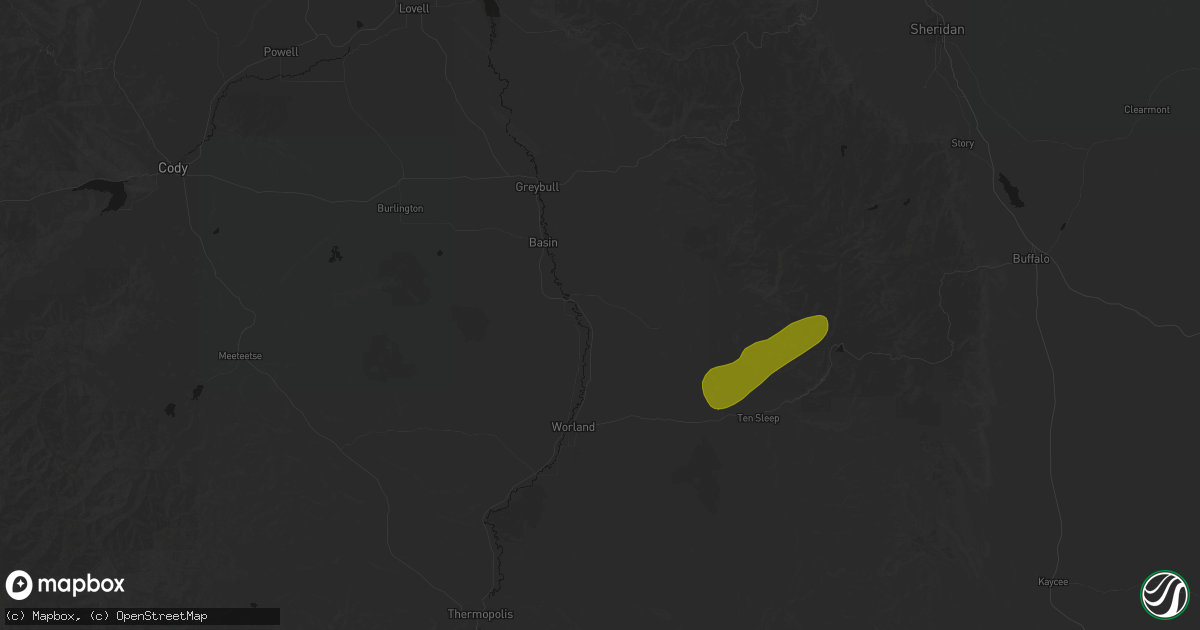 Hail map in Manderson, WY on June 7, 2026