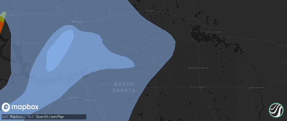 Hail map in Martin, ND on June 7, 2026