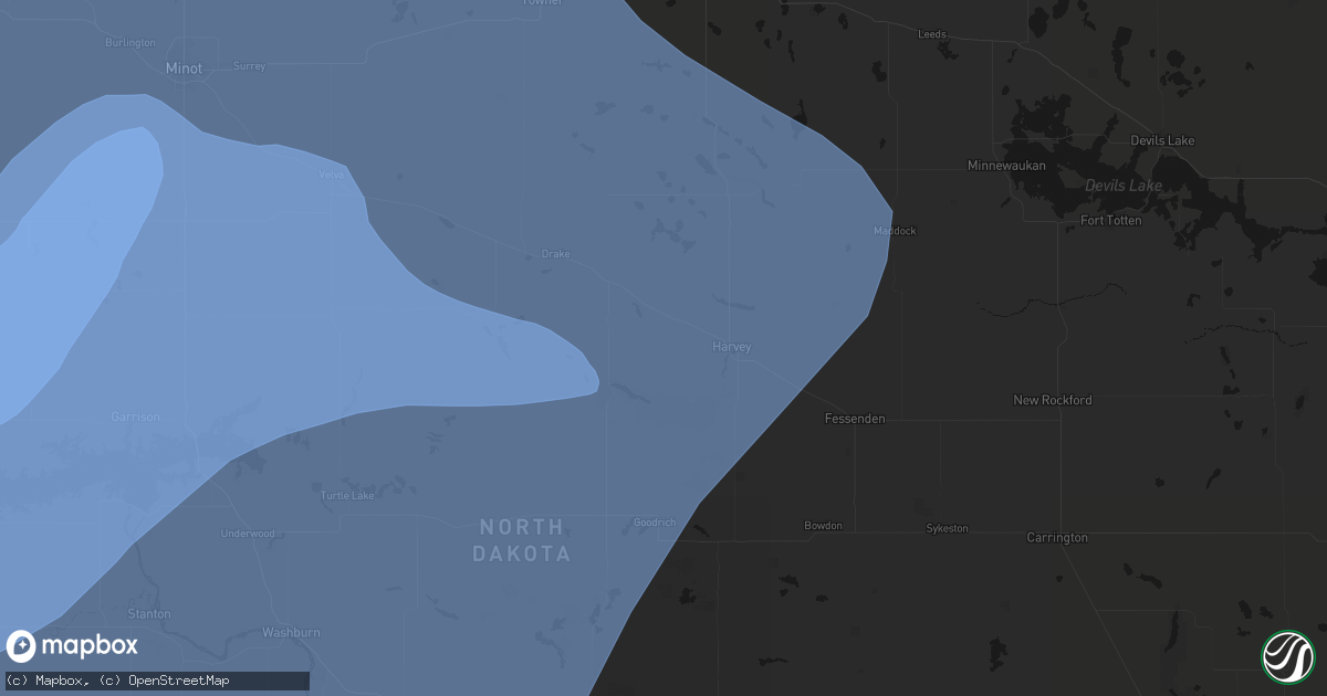 Hail map in Martin, ND on June 7, 2026