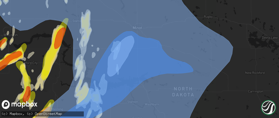 Hail map in Max, ND on June 7, 2026