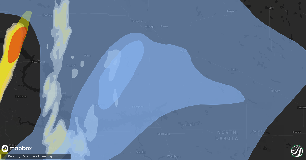Hail map in Max, ND on June 7, 2026