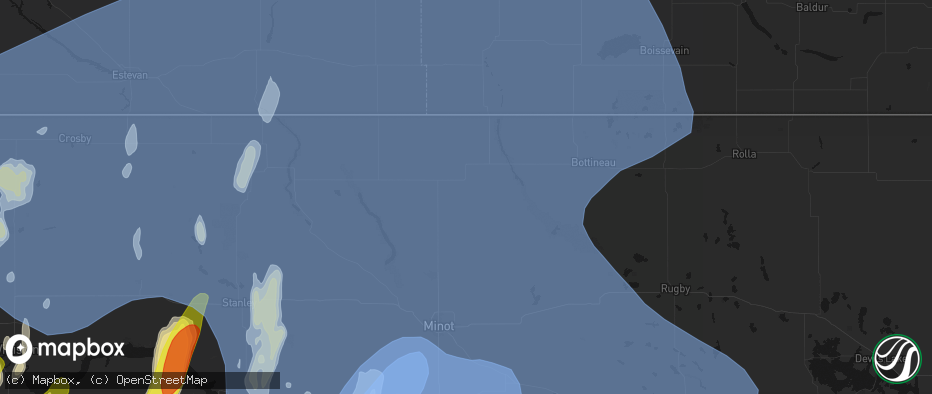 Hail map in Maxbass, ND on June 7, 2026