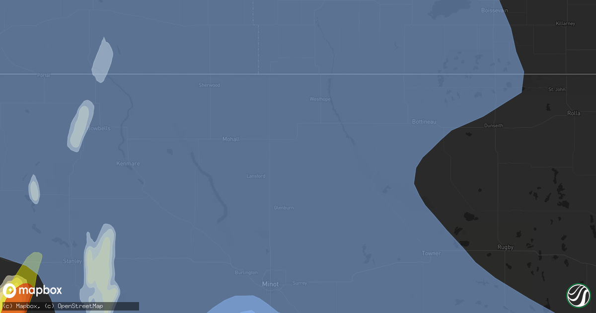 Hail map in Maxbass, ND on June 7, 2026