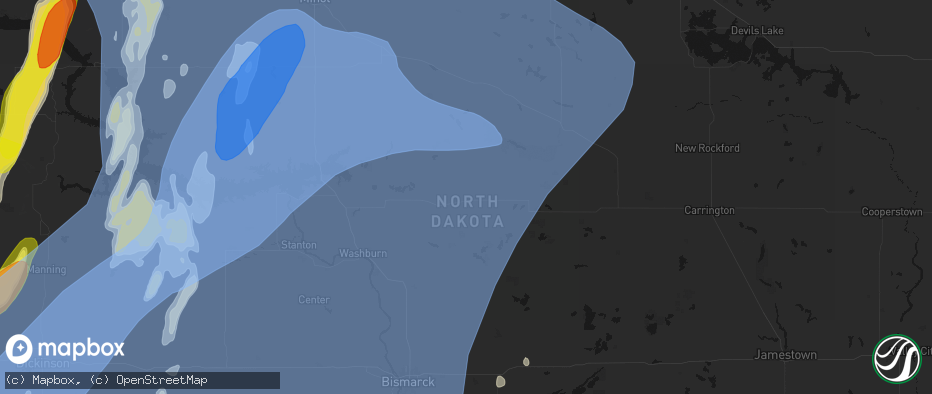 Hail map in Mcclusky, ND on June 7, 2026