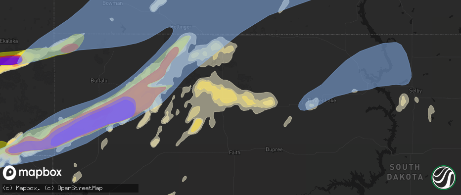 Hail map in Meadow, SD on June 7, 2026