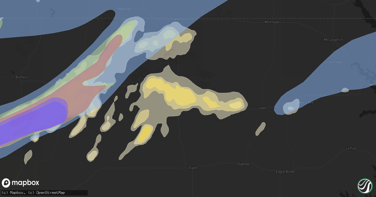 Hail map in Meadow, SD on June 7, 2026