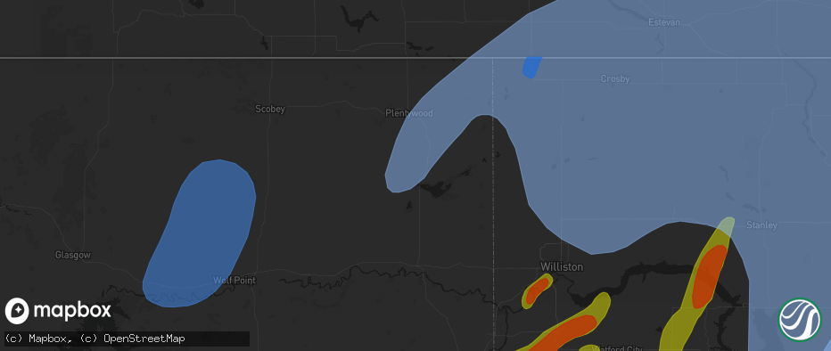 Hail map in Medicine Lake, MT on June 7, 2026