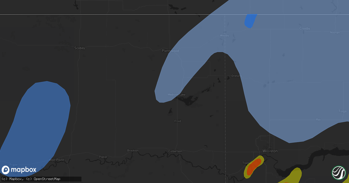 Hail map in Medicine Lake, MT on June 7, 2026