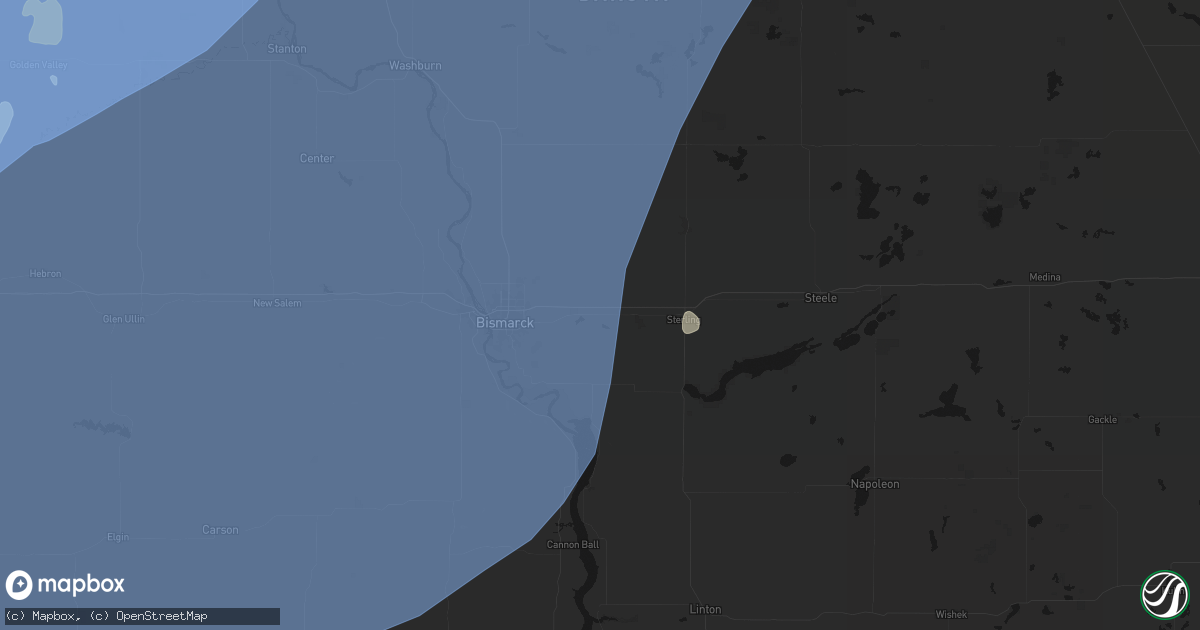 Hail map in Menoken, ND on June 7, 2026