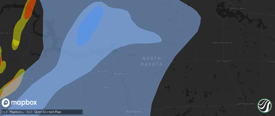 Hail map in Mercer, ND on June 7, 2026