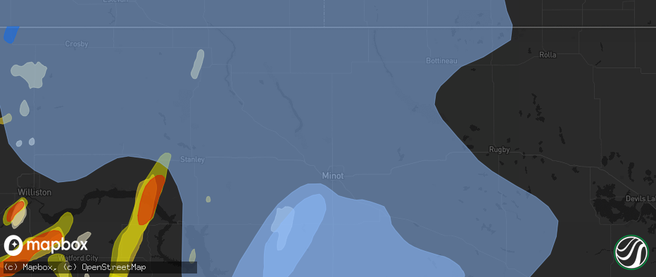 Hail map in Minot Afb, ND on June 7, 2026