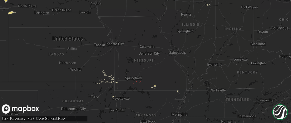 Hail map in Missouri on June 7, 2026