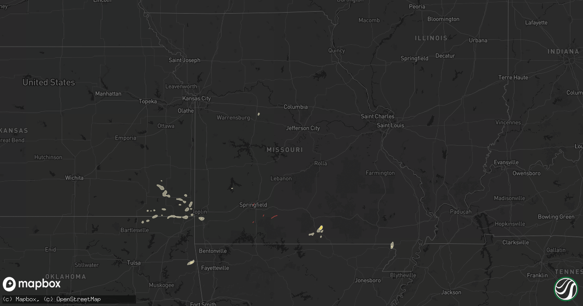 Hail map in Missouri on June 7, 2026