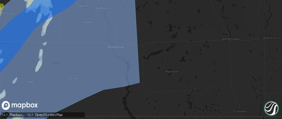 Hail map in Moffit, ND on June 7, 2026
